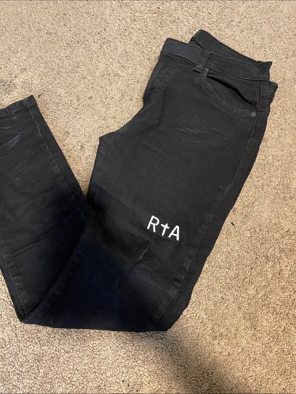 RTA Bryant Logo Skinny Jeans boys 12 Black